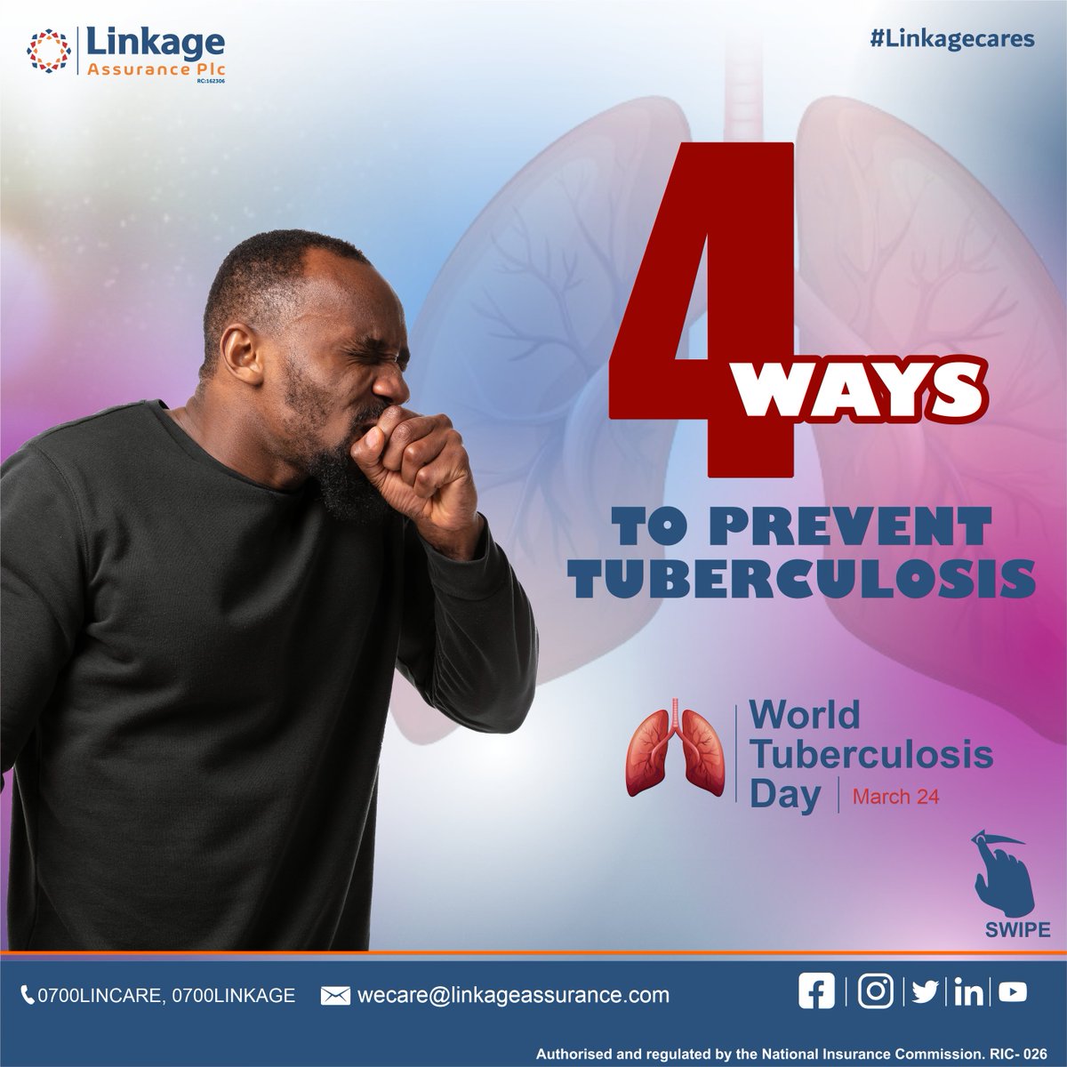 LinkageNg's tweet photo. On this World Tuberculosis Day, let us raise public awareness about TB, and work towards ending its global menace.
Yes! We can end TB.
#WorldTuberculosisDay #Yeswecanendtb #Tb #Health #Awareness #linkagecares #Protectionthatcounts https://t.co/c4ou1uZu0Y