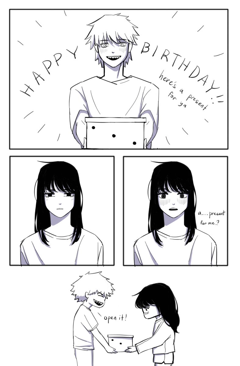 a present! 💝 (1/4) #asaden #chainsawman #デンジアサ #チェーンソーマン