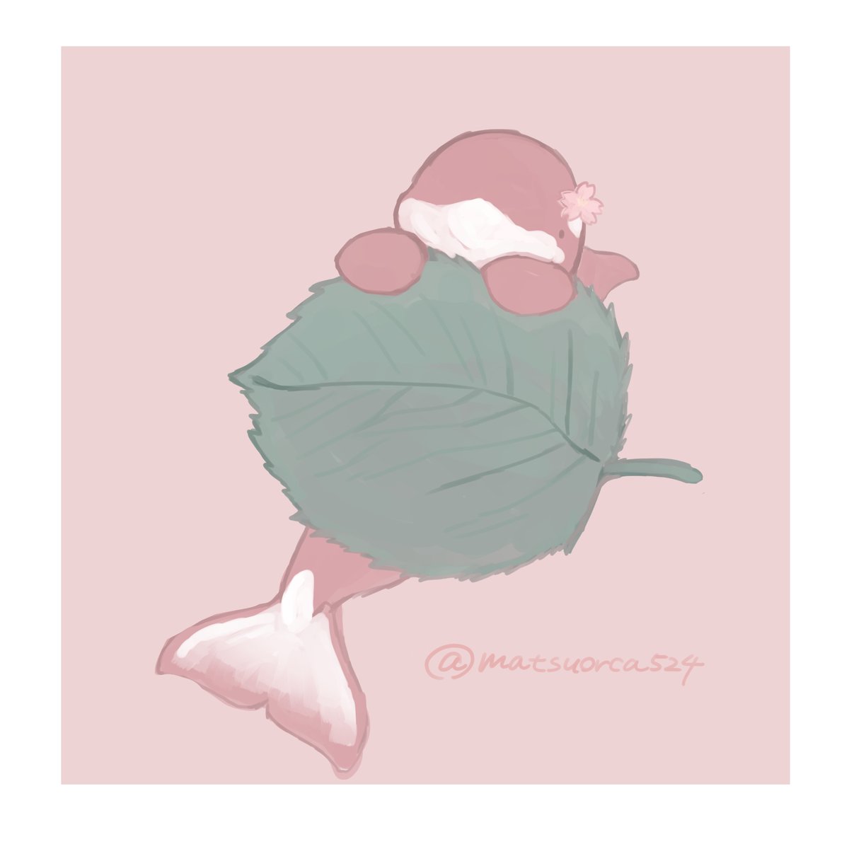 kirby no humans flower twitter username simple background pink background leaf holding  illustration images