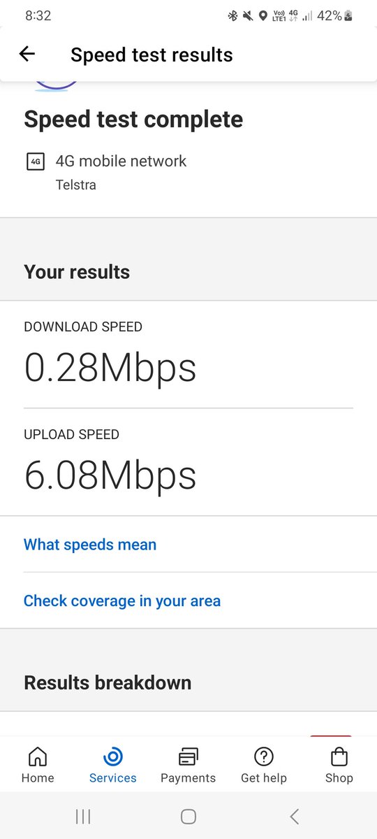 jaserafini's tweet photo. Hey @Telstra what the heck is going on with the mobile internet in mooroopna? We are in an area that was flood impacted so rely on our phone internet and this is the difference in speed between our house in the centre of town and 3 mins down the road in shepparton https://t.co/GLGhwv7QZ7