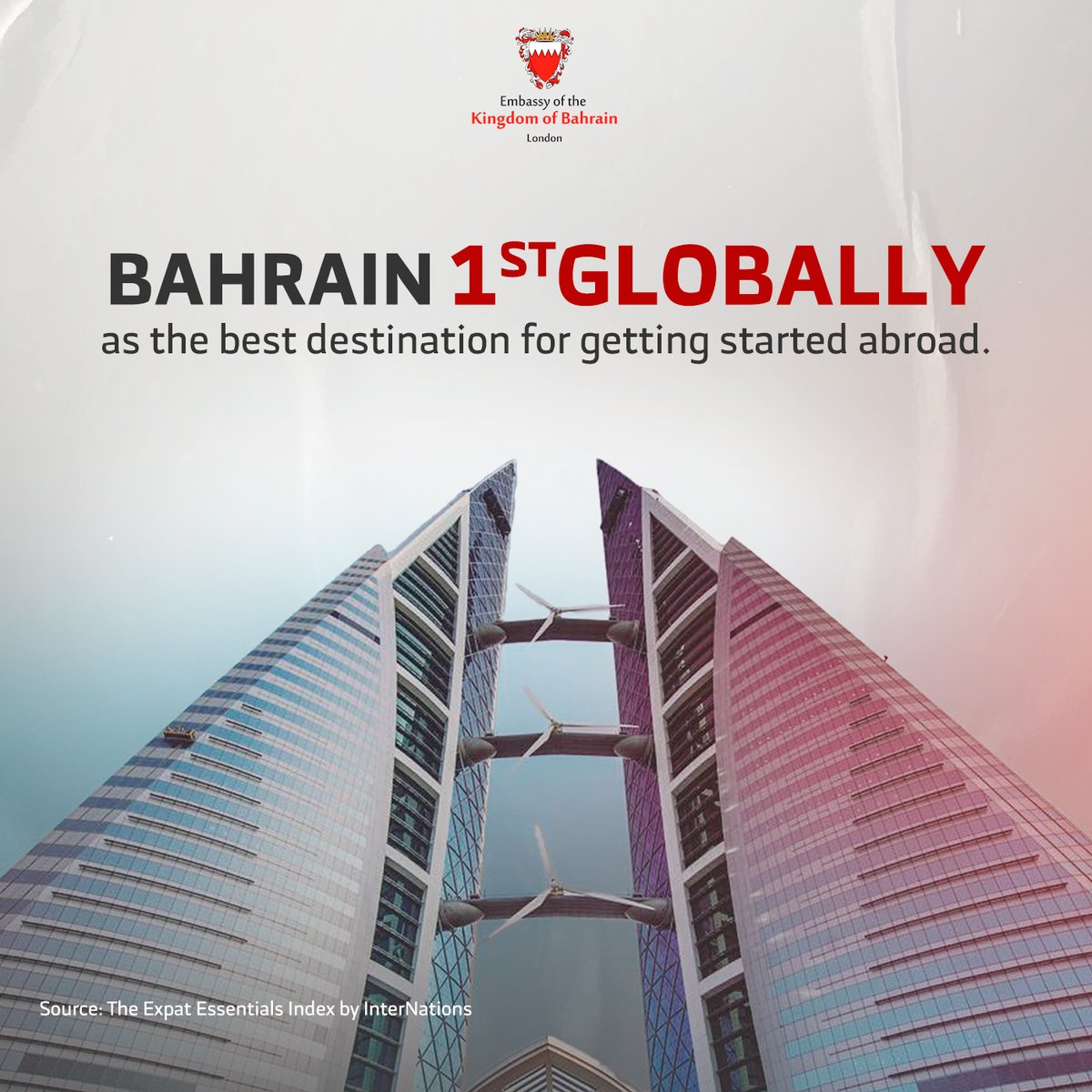 Bahrain 🇧🇭 has achieved a significant milestone by being ranked as the 1st destination globally for individuals looking to get started abroad. (source: The Expat Essentials Index by <a href="/InterNationsorg/">InterNations</a>)

bit.ly/40qUkBN
#Bahrain #globaldestination