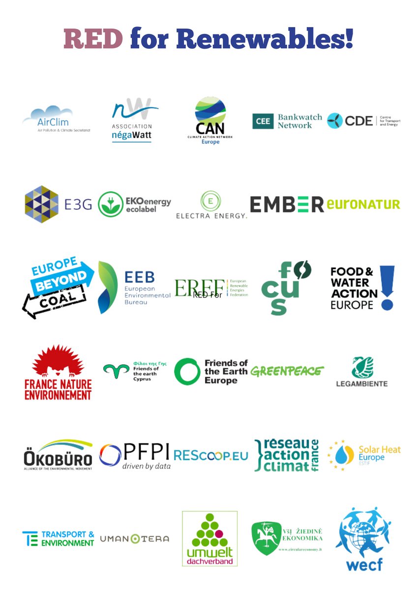 RED is for Renewables! Broadening the scope of the Renewable Energy Directive beyond renewables is dangerous⚠️ It risks promoting the fossil fuels that renewables urgently need to replace in our energy mix🇪🇺 #RepowerForThePeople Read our joint letter👉 eeb.org/library/joint-…