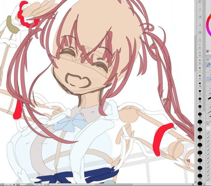 よる作業の時に消えます最近のラフはこんな感じです 