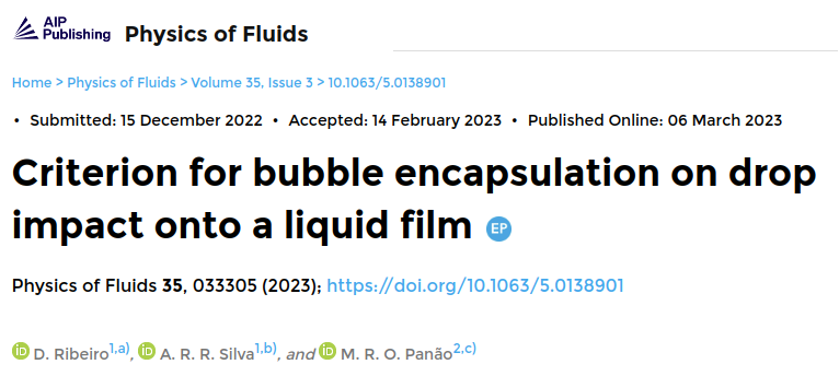 UBI_pt's tweet photo. Daniela Ribeiro, André Silva and Miguel Panão just published the paper "Criterion for bubble encapsulation on drop impact onto a liquid film" in Physics of Fluids.
https://t.co/iHRCOLDFAF
#CapillaryWaves #Biofuels #Hydrodynamics #MultiphaseFlows #FluidDynamics #UBI
@AEROG_LAETA https://t.co/QbAdxZfacS