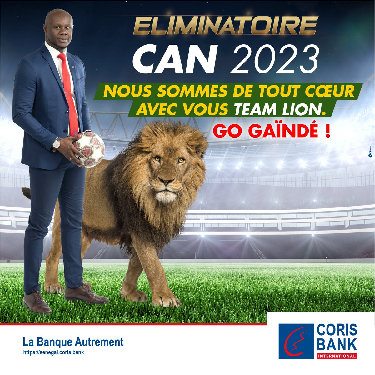 𝗘́𝗟𝗜𝗠𝗜𝗡𝗔𝗧𝗢𝗜𝗥𝗘𝗦 𝗖𝗔𝗡 𝟮𝟬𝟮𝟯 : 𝗠𝗮𝘁𝗰𝗵 𝗮𝗹𝗹𝗲𝗿
Tous mobilisés pour nos Lions.
En avant pour la victoire💪
#GoGainde #EliminatoiresCan2023 #CBISénégal #BanqueDesLions