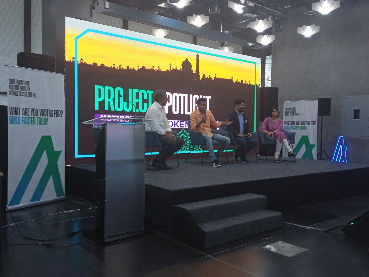 Project Spotlight on amazing solutions being built on <a href="/Algorand/">Algorand</a> by <a href="/notiboyproject/">Notiboy</a>'s <a href="/vithushaji/">AP</a> , <a href="/dygnify/">Dygnify Ventures</a>'s <a href="/HeySurabhi/">Surabhi</a> and <a href="/tokenize/">Tokenize</a>'s @SauravRaaj! Session moderated by the one and only @anil_vikasa. LET'S GO🚀