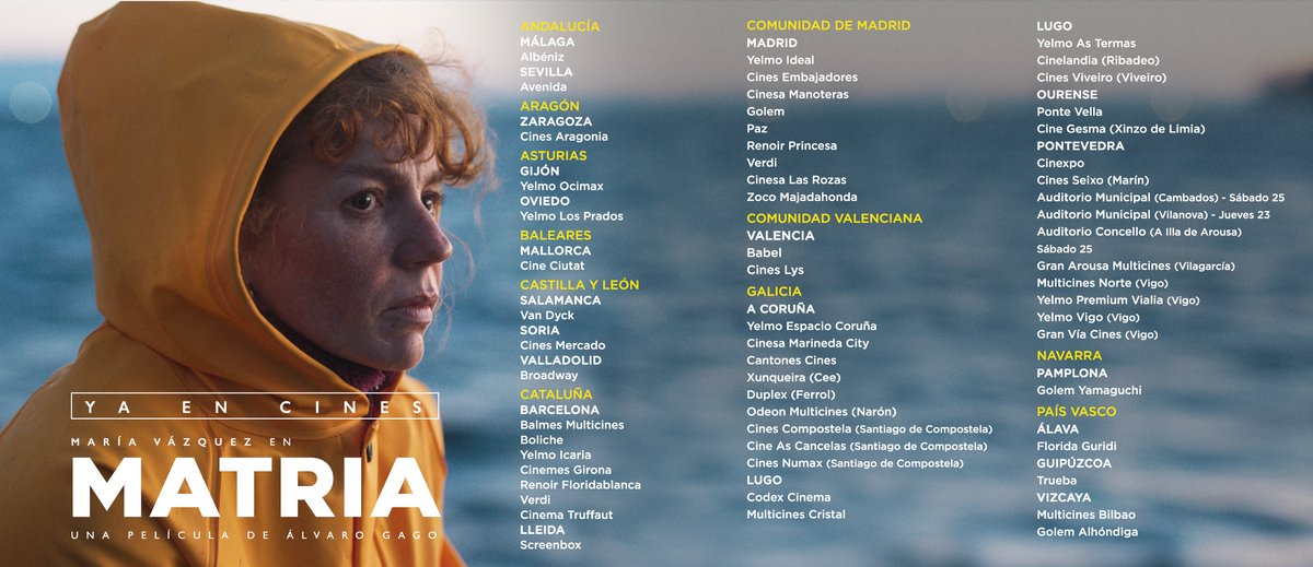 🎥 Hoxe chega ás salas #Matria dirixida polo académico Álvaro Gago, producida por <a href="/matriuskafilms/">matriuska</a> e protagonizada pola académica María Vázquez. A maior estrea comercial dunha película en VO galega. Buscade o cine máis próximo e non deixedes de ir vela 👇
