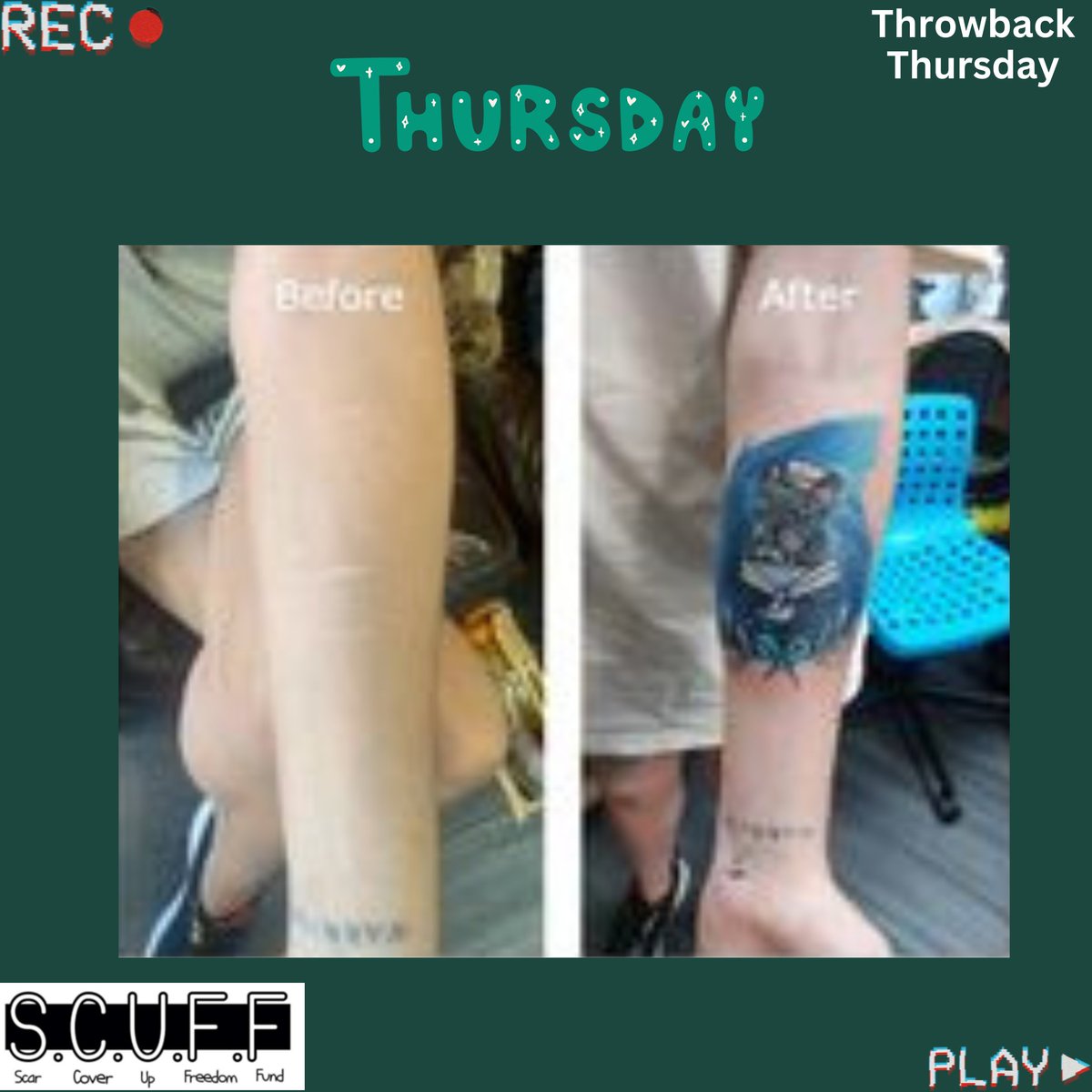 S_C_U_F_F's tweet photo. #ThrowbackThursday
Before and After...
Contact #SCUFF for a scar cover up
https://t.co/HcSoQU2WkT
#TattooCoverUp #ScarCoverUp #Throwback #Inked #Tattoo #SelfHarmCoverUp #Thursday #memories #MemoryLane #art #creativity
#MentalHealthMatters #mentalhealth #MentalHealthAwareness https://t.co/CQGTmV7ovF