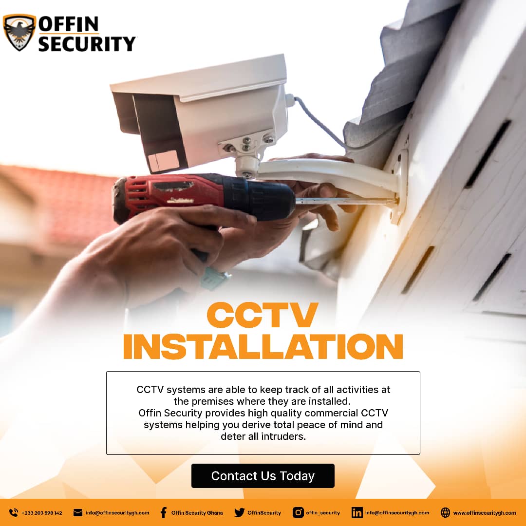 OffinSecurity's tweet photo. Installing surveillance cameras in your home and on office premises thwarts anti-social elements and ensures safety of all members.
Speak to us today concerning all your security needs! #offinsecurity #privatesecurity #CCTVinstallation #technology #innovation https://t.co/iB80LRB2bP