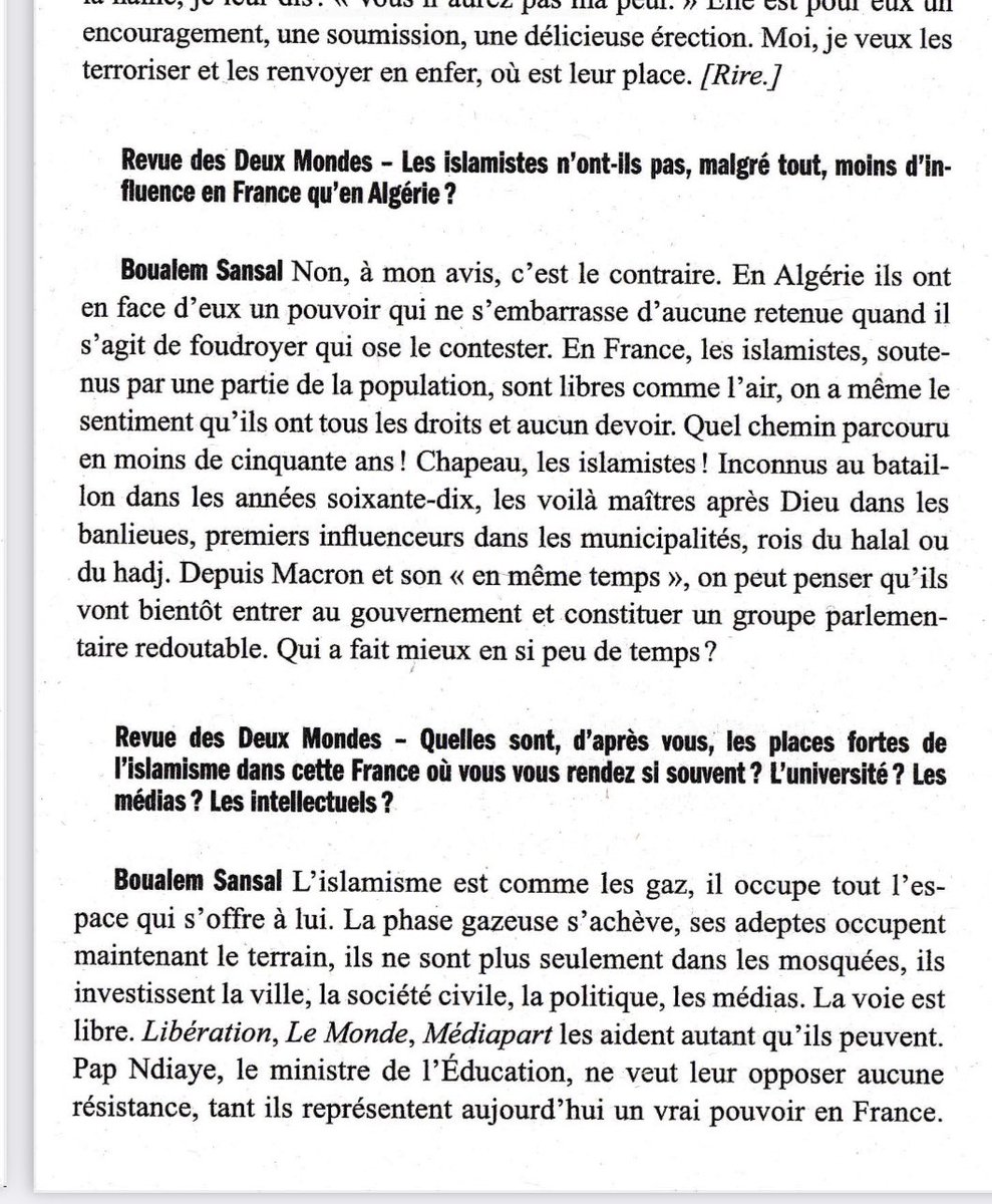 DamienRieu's tweet photo. Boualem Sansal : « l’islam a une mission divine, faire gouverner le monde par la chariah (…) la démographie permettra de submerger pacifiquement les kouffars. » https://t.co/ob3AOgd2bG