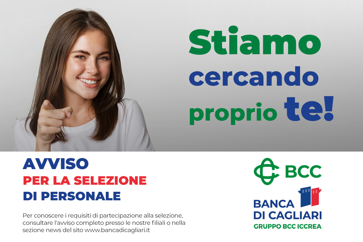 bancadicagliari's tweet photo. "̲A̲ᴠ̲ᴠ̲ɪ̲s̲ᴏ̲ ᴘ̲ᴇ̲ʀ̲ ʟ̲ᴀ̲ ʀ̲ɪ̲ᴄ̲ᴇ̲ʀ̲ᴄ̲ᴀ̲ ᴅ̲ɪ̲ ᴘ̲ᴇ̲ʀ̲s̲ᴏ̲ɴ̲ᴀ̲ʟ̲ᴇ̲” 
ℹ️S𝐞𝐳𝐢𝐨𝐧𝐞 𝐍𝐄𝐖𝐒 𝐝𝐞𝐥 𝐬𝐢𝐭𝐨 𝐰𝐰𝐰.𝐛𝐚𝐧𝐜𝐚𝐝𝐢𝐜𝐚𝐠𝐥𝐢𝐚𝐫𝐢.𝐢𝐭, oppure presso le 𝐟𝐢𝐥𝐢𝐚𝐥𝐢 𝐝𝐢 𝐂𝐚𝐠𝐥𝐢𝐚𝐫𝐢 𝐞 𝐝𝐢 𝐀𝐬𝐬𝐞𝐦𝐢𝐧𝐢 
#bancadicagliari #assunzioni https://t.co/wIgtRTTFjY