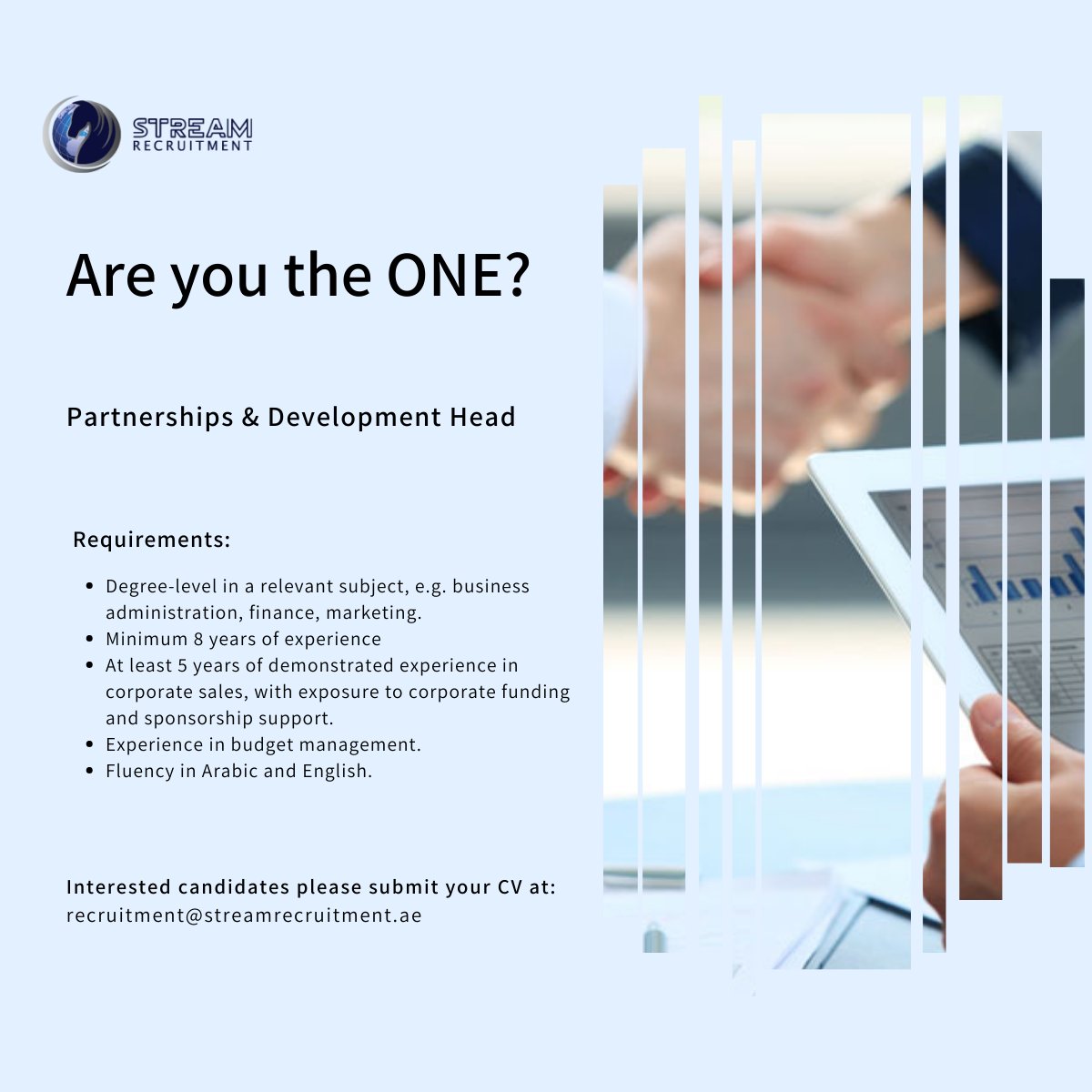#streamrecruitment #hiring #uae #uaerecruitment #partnership #abudhabi #development #manager #head #2023hiring #jobs #career #receuitment #job #opportunity #wearehiring