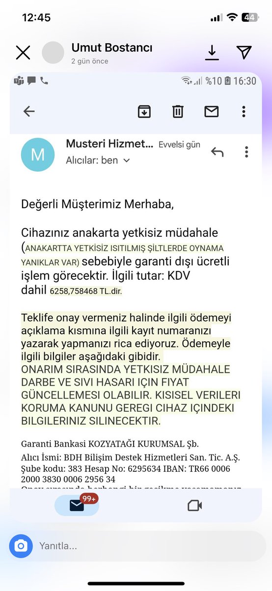 Busranurarslan3's tweet photo. Kardeşime Vodafone dan Samsung telefon aldık fakat 40 gün olmadan telefon kendi kendine kapandı. Servise gönderdiğimizde bu cevabı aldık. Telefonu amacı dahilinde kullanmaktan başka bir şey yapılmadığı halde Samsung bile arayıp cihazın içi açılmış dendi. https://t.co/qr4ry7BqL9