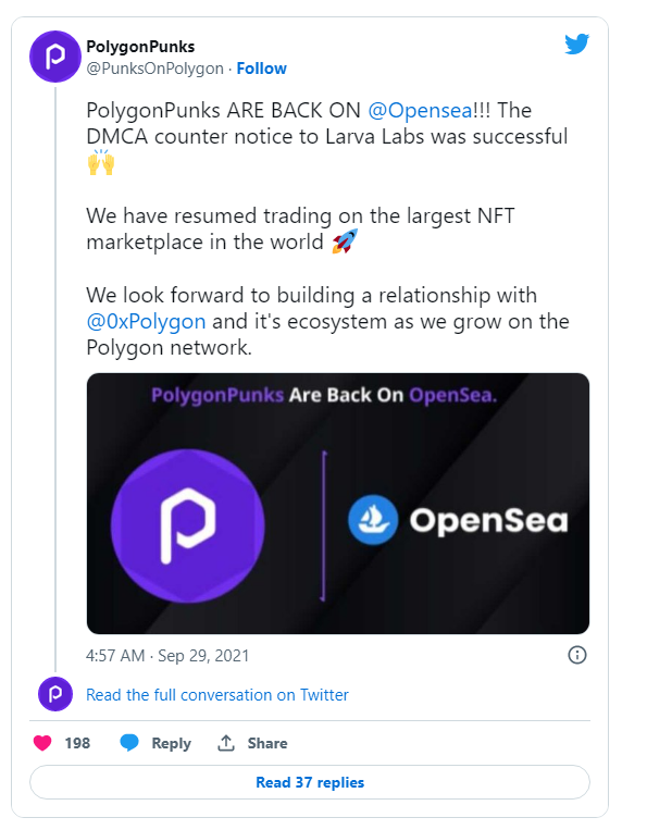 brokekollector's tweet photo. @UD150 @PolygonApeYC #PolygonPunks went through the same process with #Cryptopunks (Lava Labs) last year & were reinstated after a successful #DCMA #counterclaim. ⚖️✅ @PolygonApeYC @polygonpunkscom #PolygonApesYC @NFT @NFTs @Opensea
https://t.co/a4EsvME2Wf https://t.co/uHCzVJWJrt