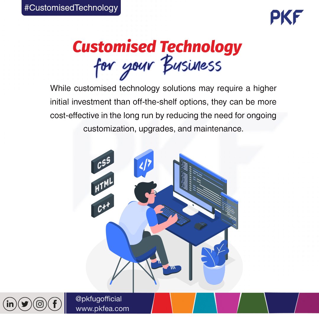 pkfugofficial's tweet image. Customized technology in business involves tailoring technology solutions to meet specific business needs, leading to increased efficiency, productivity, and competitiveness. #CustomizedTechnology #BusinessAdvice #ThinkPKF