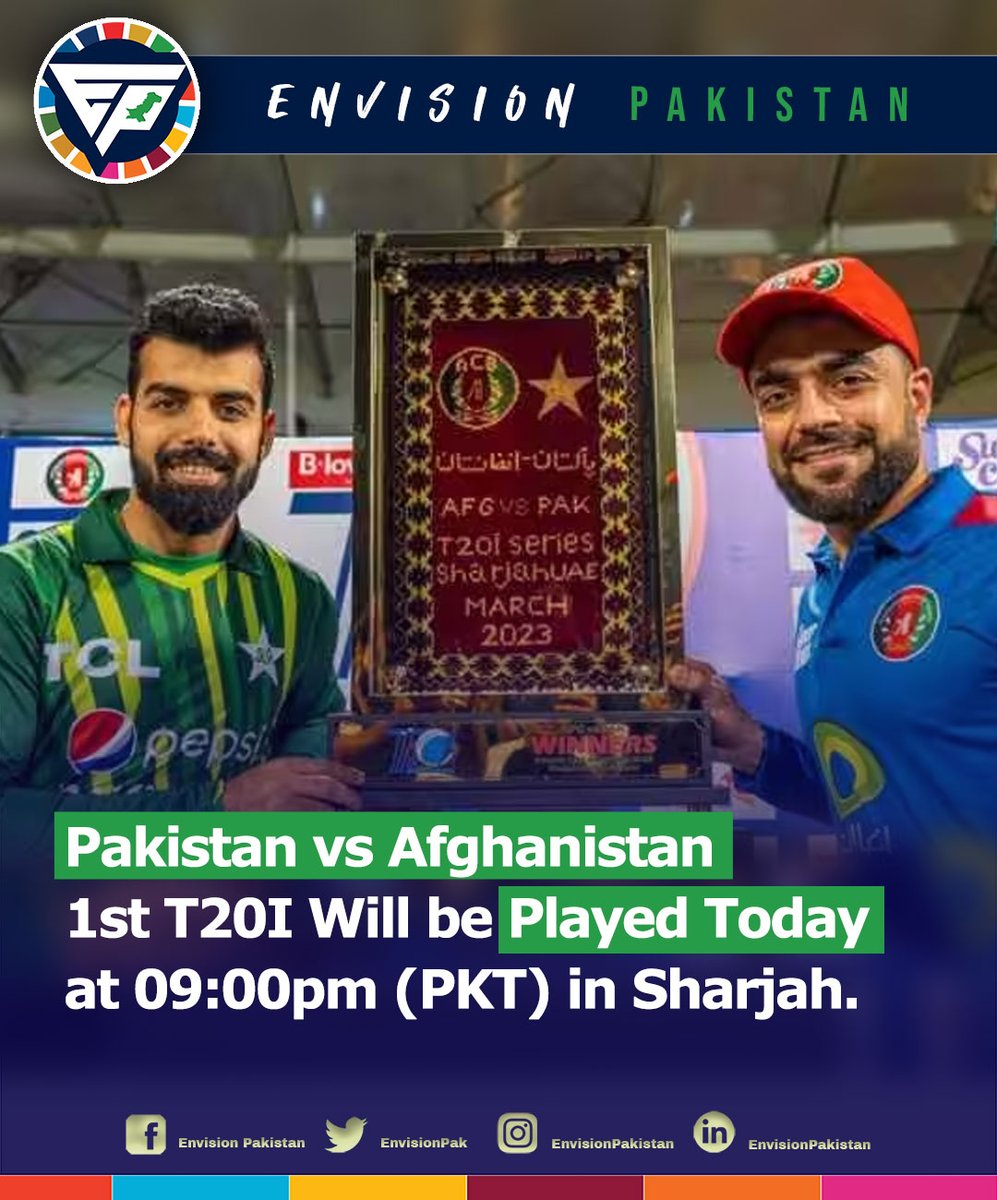 Pakistan vs Afghanistan (Today at 9 pm Pakistan Time)
1st T20I will be played in Sharjah

#PakvsAfg #sharjah #Cricket #RamadanCricket #ramzan #bleedgreen #GreenShirts #Shaheen