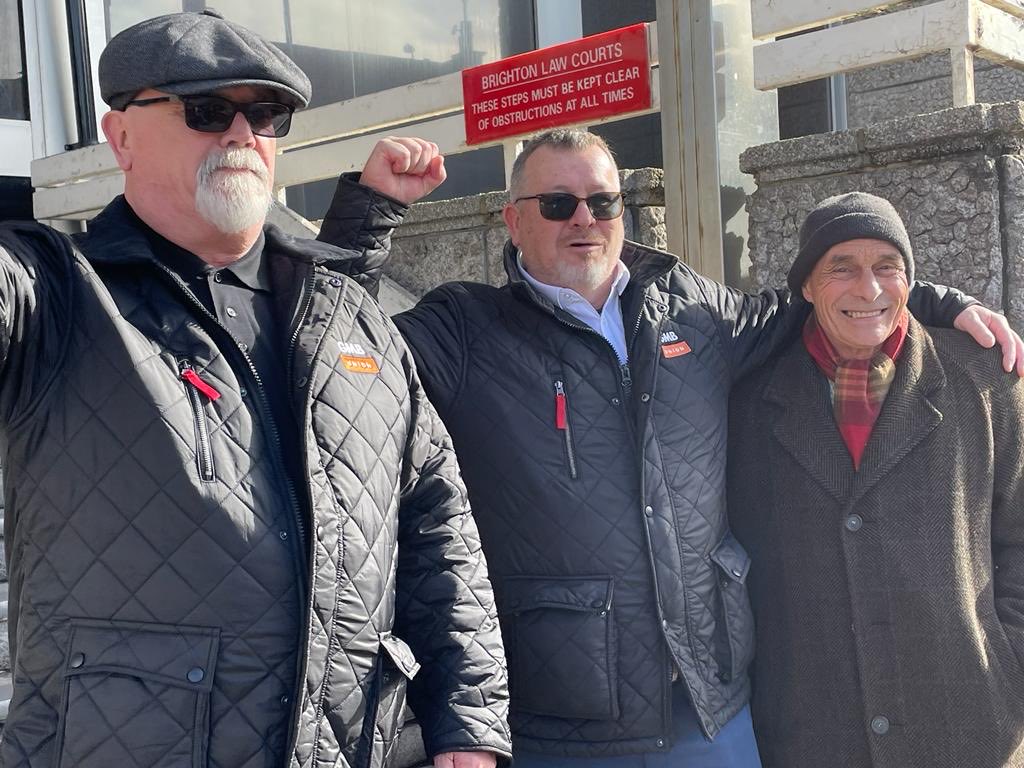 GMBSouthern's tweet photo. Good to see so many people out to support the #GMBThree today as they appear in court. All those who believe in human rights and the right to protest should be watching this case closely .⁦@GMBGarySmith⁩ .⁦@GMB_union⁩ https://t.co/s1a4FTICkm