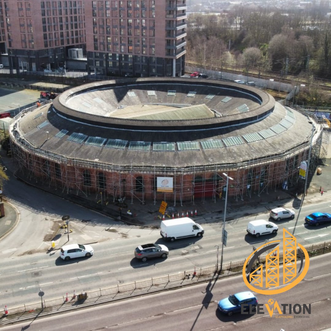 ElevationYorks1's tweet photo. Sometimes our drone photos are the only way to show the accurate scale of our scaffolding projects! 📸

It is brilliant to support a client of ours with this work on The Roundhouse in Leeds City Centre 📍

📧 info@elevation.org.uk

#elevationyorkshire #scaffolding https://t.co/t1Qn27rg0D