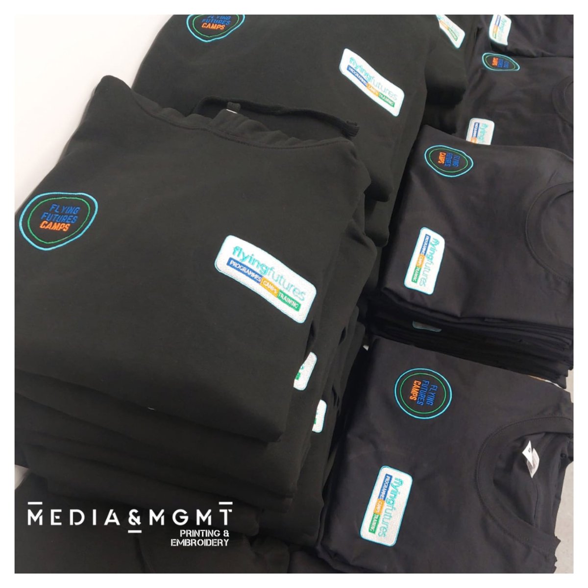 Print_Embroid_'s tweet photo. All this printing can only mean one thing! 
@FlyingFutures are getting ready to put on another half term of fun for children up and down the country. 
Always a pleasure to provide their staff uniform 🙌🏽

#printing #doncasterisgreat #doncasterbusiness #logoprinting https://t.co/t1eGkBKhmH