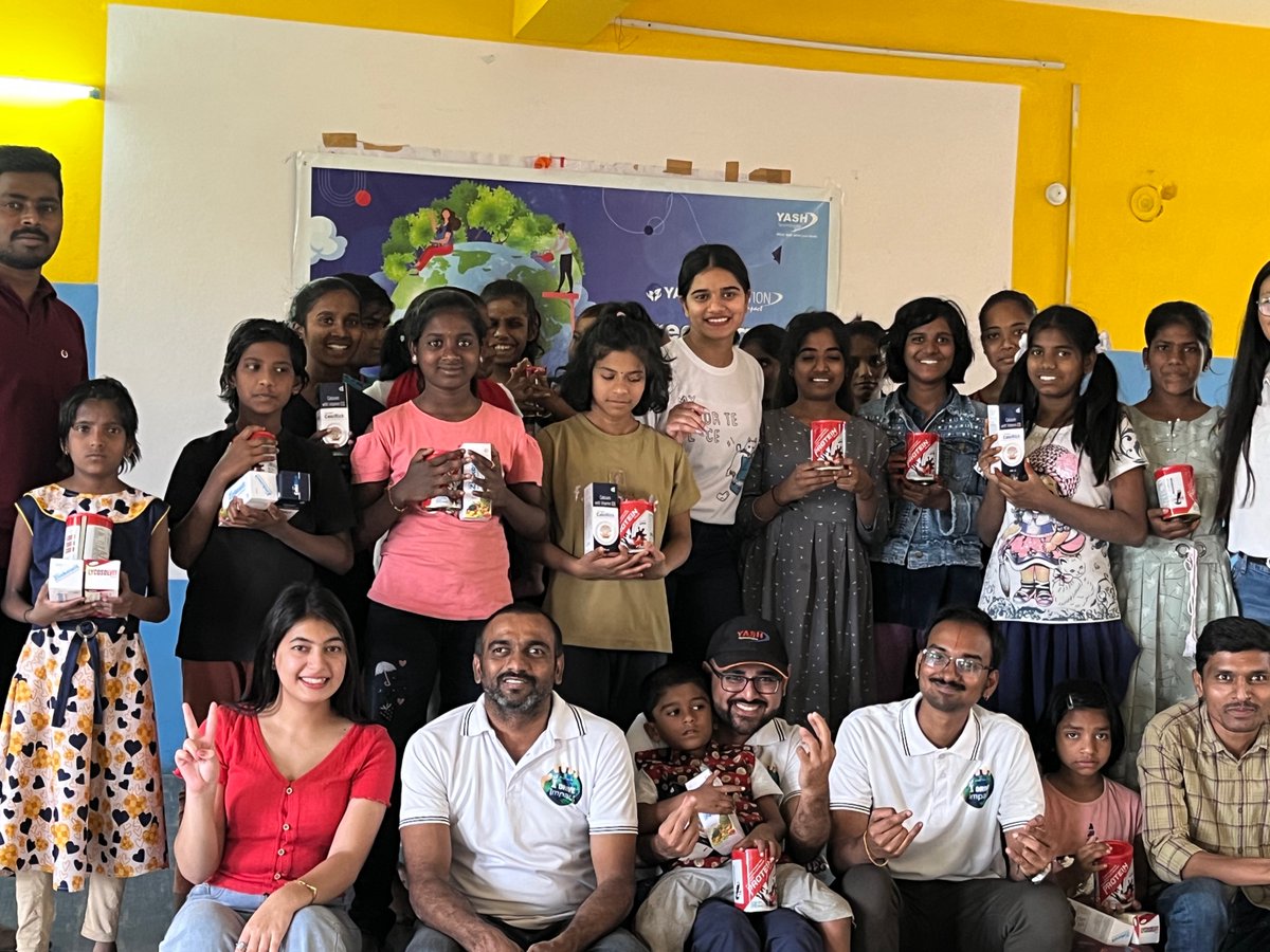 YASH_Tech's tweet photo. As a part of #HealIndia initiative, #YASHFoundation volunteers visited @Desiresociety20  Children's Home in #Hyderabad. They spent time with 80+ HIV+ children, provided lunch, and distributed a year's worth of nutrition kits and medicine.  #CommunityService #MakingADifference https://t.co/9QVnJ1oQMK