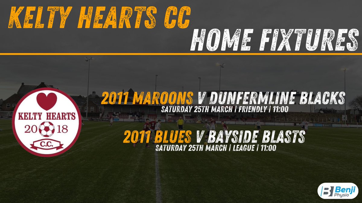 KeltyHeartsCC's tweet photo. 🇱🇻 Weekend Fixtures 🇱🇻

It’s a huge game for the 2005s as they take on AM Soccer Club in the Fife Cup Semi Final!

Meanwhile at home our 2011s take over New Central Park this weekend with 2 games on Saturday morning!

Sponsor: Benji Physio

#youngmaroonmachine #fifecup https://t.co/oMR2nO11yr