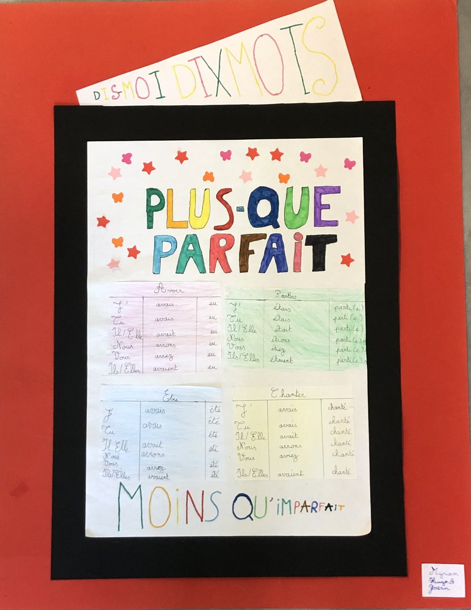 CM2BGuipavas's tweet photo. Nous avons réalisé des panneaux sur #DisMoiDixMots ; nous avons passé beaucoup de temps depuis lundi sur nos créations. Nous sommes heureux de nos résultats : les voilà ! 😁Myriam,Yvann, Hugo,Tom.C, Gaspard, Alicia #PlusQueParfait #DéjàVu  #SLFF @MinistereCC @languesFR @acrennes https://t.co/oGo5hrGUu9