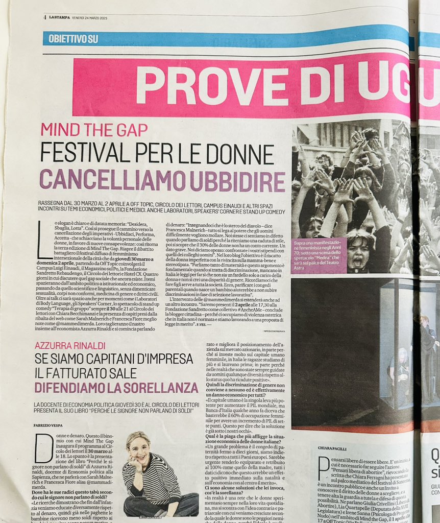 CircoloLettori's tweet photo. Oggi su @TorinoSette:
• l’intervista di @FabrizioVespa a Azzurra Rinaldi, al Circolo il 30/3 con “Le signore non parlano di soldi” (@FabbriEditori)
• la presentazione del libro “Il fuoco dentro” (@GiuntiEditore) di @barbarabaraldi al Circolo il 29/3. https://t.co/JUd8uh5p6y
