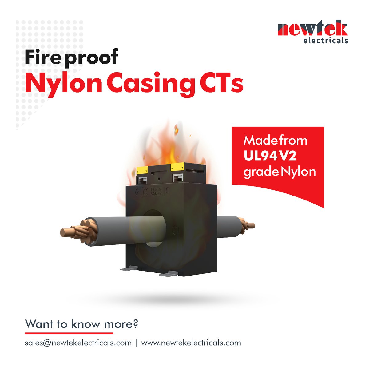 NewtekE's tweet photo. Newtek nylon casing current transformers come with a casing made from flame retardant  UL94V2 grade nylon, which makes them more resistant to fire and perform well in high temperatures. 

Visit website  - https://t.co/lfpcTntLE4
#NyloncasingCT #CurrentTransformer #ProtectionCTs https://t.co/Qf3jRjFYEF
