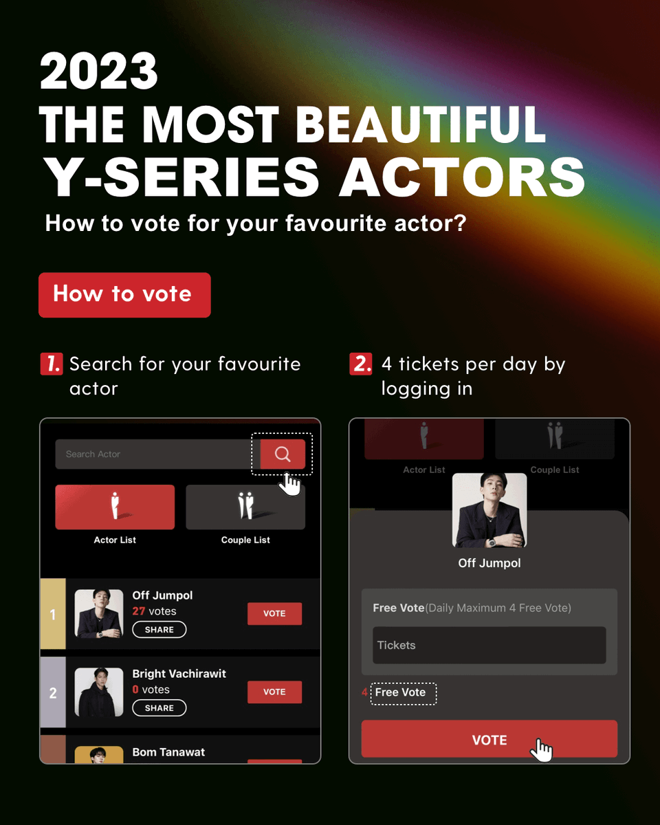 STARLIGHT_ASIAN's tweet photo. 🏆2023 The Most Beautiful Y-Series Actors
✨Come and make your choice!
❤️Support Project:New York Times Square 41st Street L-Screen
📅Voting Closes at: 20:00(BKK), Apr.13,2023
🎫How to vote: Log in daily to receive 4 tickets
🔗Link:https://t.co/BDJuOrbEUa
#STARLIGHTAWARDS https://t.co/jkMQuaHjUN