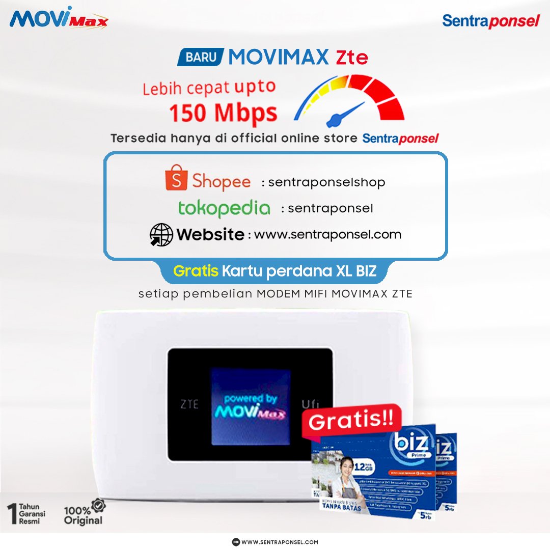 Sentraponsel's tweet image. Internet Cepat! Bisa dibawa kemana aja!! 🤩 Modem Movimax Zte Kecepatan internet hingga 150 Mbps, dapatkan bonus kartu perdana XL BIZ Prime 12GB* 😊😉

Informasi Pemesanan shopee sentraponsel :
shopee.co.id/product/139245…