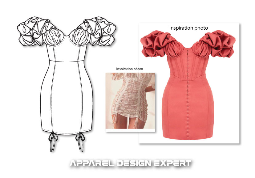 mdmamunkhan312's tweet image. We do professional flat sketch and technical tech pack or garments tech pack.

Off shoulder bustier corset dress.

#flatsketch #techpack #drawing #sketch