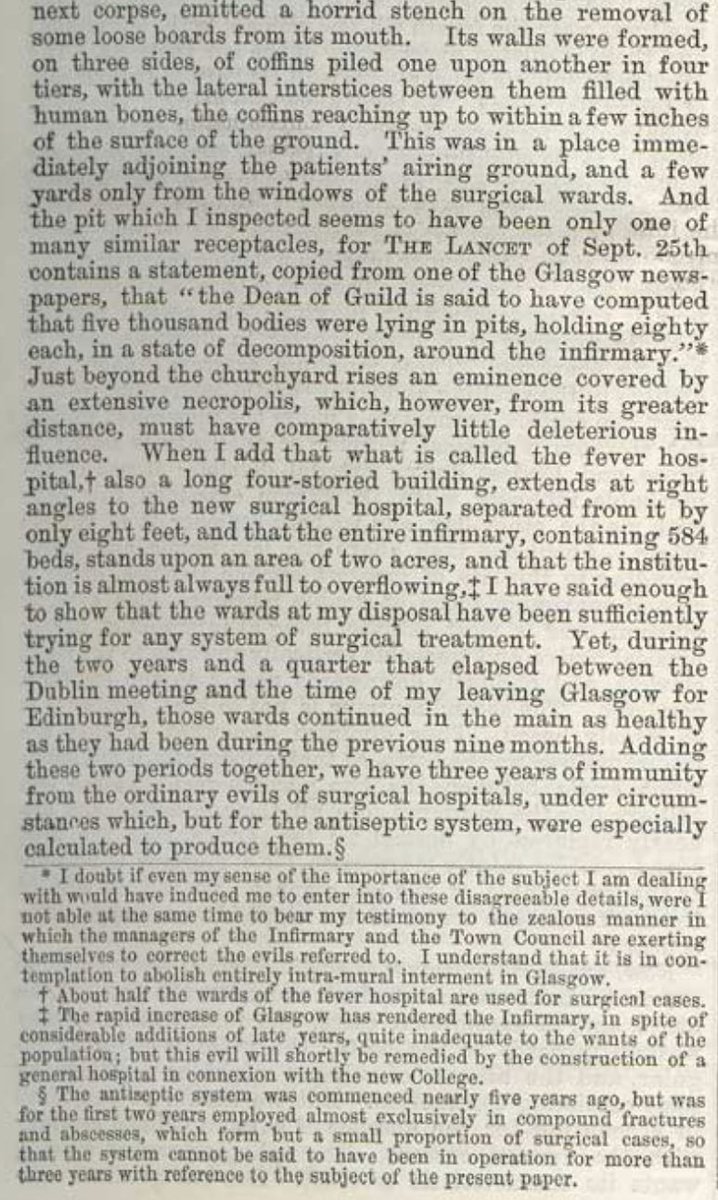 Friends of Glasgow Royal Infirmary (@friendsofgri) on Twitter photo Mortality rates were high in the wards which smelled putrid. Lister demanded an investigation assuming it was due to a foul drain. Excavation revealed the truth thousands of decomposing bodies. Carbolic acid, quicklime & more earth were applied. Lister wrote abt it in <a href="/TheLancet/">The Lancet</a> Mortality rates were high in the wards which smelled putrid. Lister demanded an investigation assuming it was due to a foul drain. Excavation revealed the truth thousands of decomposing bodies. Carbolic acid, quicklime & more earth were applied. Lister wrote abt it in <a href="/TheLancet/">The Lancet</a>