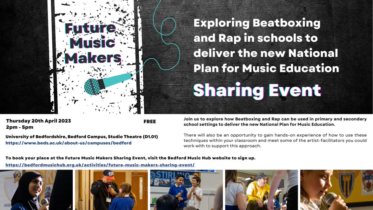 Luton & Bedford LCEPs (@lcepluton) on Twitter photo Bedford CEP (BACE) commissioned a test&learn project with funding from @ROHBridge ...looking at the inclusion of beatboxing in Music Education <a href="/MusicBedford/">Bedford Music Service</a> <a href="/Glowtraininguk/">Glowtraining</a> <a href="/rODIUMrECORDS/">Conrad_Murray</a> -Join us 20 April as we share our findings... #culturaleducation #FREE #music Bedford CEP (BACE) commissioned a test&learn project with funding from @ROHBridge ...looking at the inclusion of beatboxing in Music Education <a href="/MusicBedford/">Bedford Music Service</a> <a href="/Glowtraininguk/">Glowtraining</a> <a href="/rODIUMrECORDS/">Conrad_Murray</a> -Join us 20 April as we share our findings... #culturaleducation #FREE #music