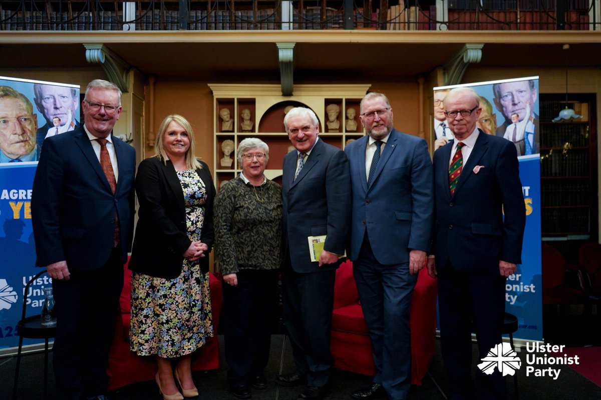 We had an excellent time in Dublin yesterday at our first event to mark the 25th Anniversary of the Belfast Good Friday Agreement. 

Our thanks to keynote speaker Bertie Ahern, pictured here with representatives of the Ulster Unionist Party. 

#BGFA25