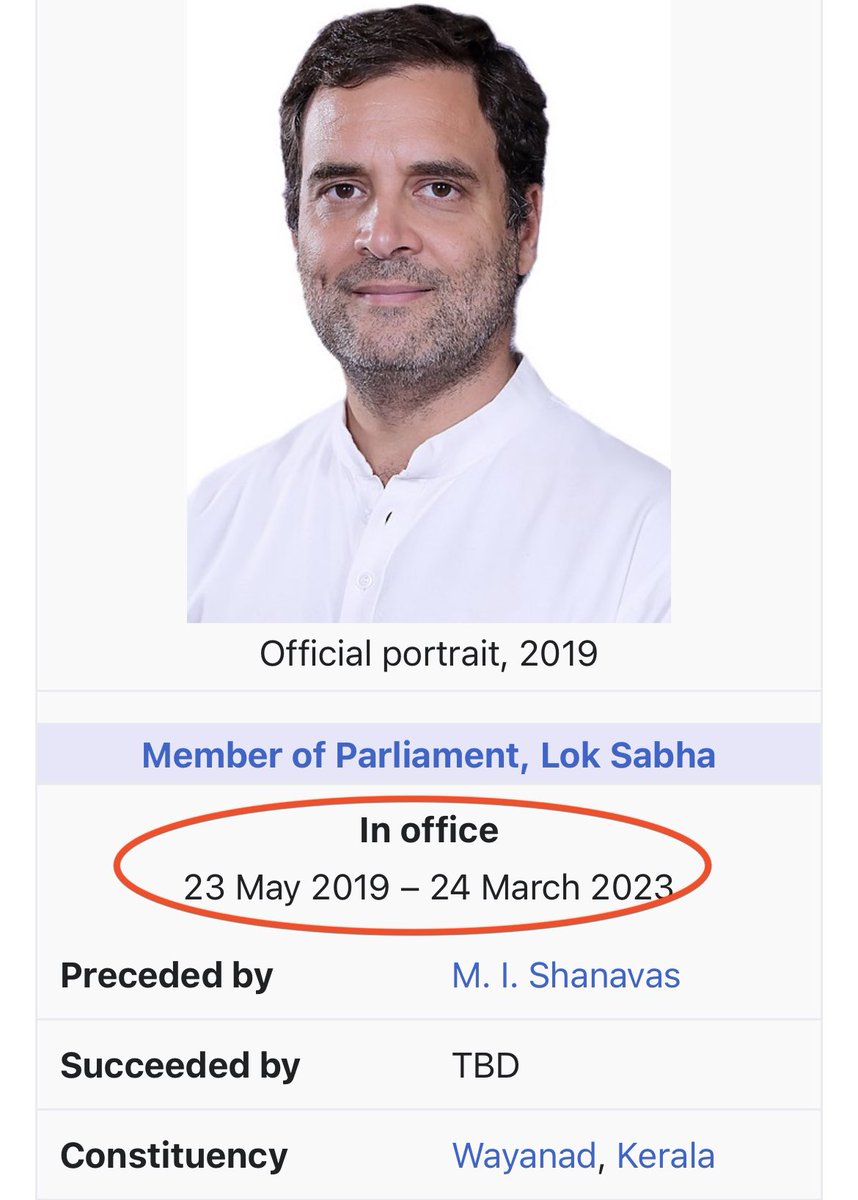 Visionary leader Rahul Gandhi torn his qualification letter of the membership of parliament 10 years back.

Wayanad loksabha seat is vacated. Wiki page updated.