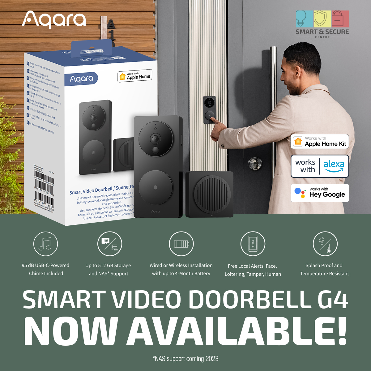 🚨Introducing the #smartdoorbell game changer - #Aqara Smart Video Doorbell G4! World's 1st battery-operated #HomeKit Secure Video doorbell with #AI #facerecognition. Identify person outside, set #automations. 
🛒smart-secure.co.uk/product/aqara-…
#smarthome