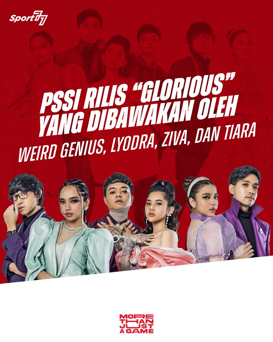 Sport77Official's tweet photo. FIFA melalui PSSI meluncurkan lagu resmi Piala Dunia U-20 bertajuk “Glorious” yang dibawakan oleh Weird Genius berkolaborasi dengan trio finalis Indonesian Idol season 10, Lyodra, Ziva Magnolya, dan Tiara Andini pada Jumat, 24 Maret 2023.

“Glorious, adalah sebuah lagu penuh semangat dan energik yang mewujudkan esensi dari kejayaan dan kemenangan, yang akan menjadi lagu resmi kompetisi sebagai pengiring energi, semangat, dan hiburan yang ditampilkan di lapangan,” tulis FIFA di laman resmi mereka.

Gimana lagunya, cukup bersinergi dengan keseruan Piala Dunia U-20 nanti?