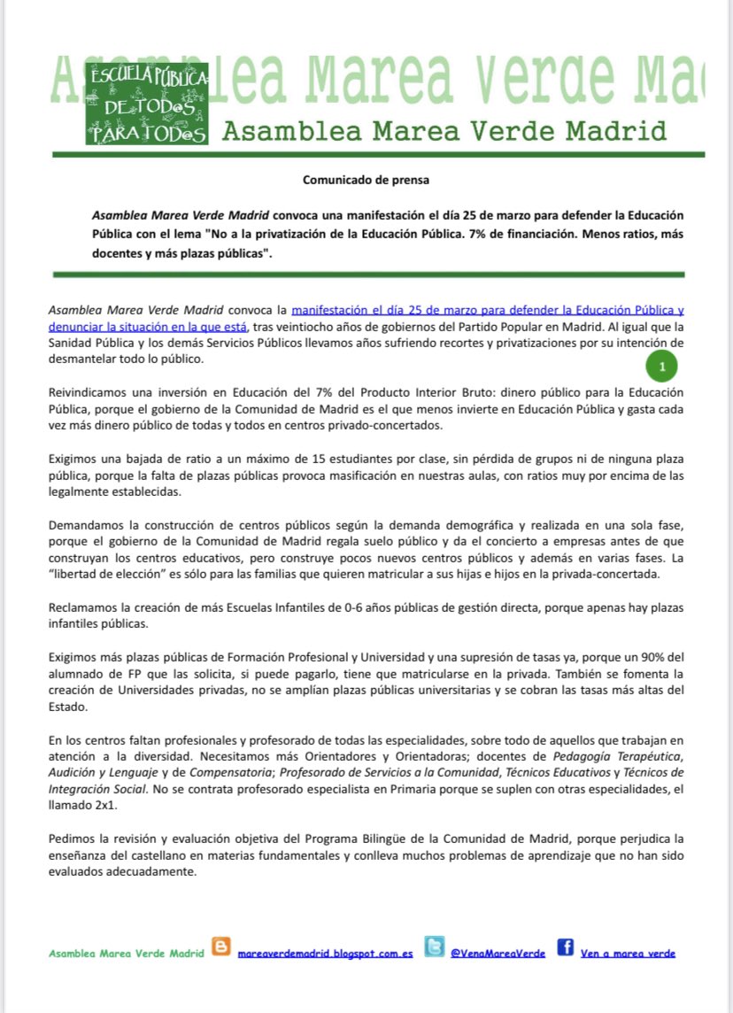 Marea Verde Madrid ¡#MatricúlateEnLaPública! tweet media