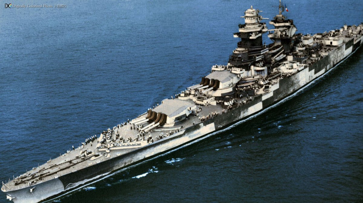 yulenbilbao's tweet photo. French battleship Richelieu in September 1943 https://t.co/q6fNszVjcM