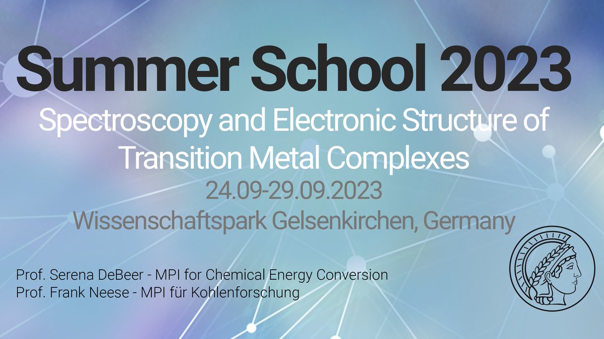 📣 We are finally starting our Summer School "Spectroscopy and Electronic Structure of Transition Metal Complexes" again in September! 
We look forward to seeing you! Apply now! 
👉 summerschool.cec.mpg.de/en/home 

<a href="/maxplanckphdnet/">Max Planck PhDnet</a>