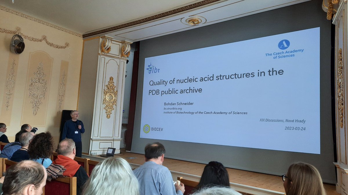 structbio_cssb's tweet photo. Bohdan Schneider @IBT_CAS on quaity of nucleic acids in @rcsbPDB #XIXDiscussions https://t.co/JgUeqdqs9b
