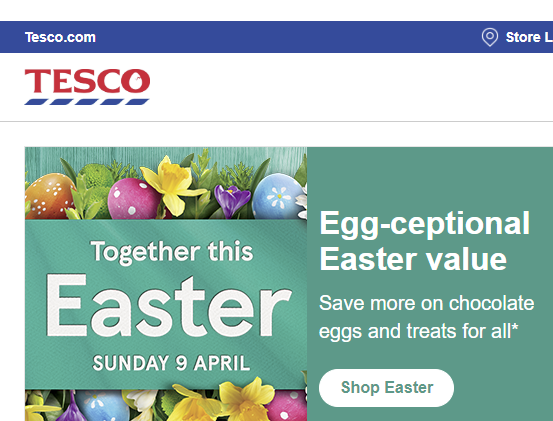 Found one on the top of my email from you :) #CrackingEaster @Tesco