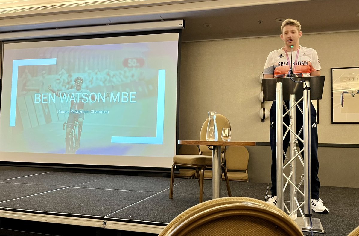 Brilliant commencement address from double gold-winning Paralympian <a href="/BennyWatson89/">Ben Watson</a> - emphasised the importance of having FUN whilst performing &amp; dealing with the expectation of success 🥇🚴🏼‍♂️ <a href="/BritishCycling/">British Cycling</a> #FLPCon23 @NHSHEE_NEY <a href="/LEAP_WY/">LEAP Project West Yorkshire ICS</a> <a href="/WYpartnership/">West Yorkshire Health and Care Partnership</a> <a href="/AiredaleMsk/">Airedale MSK Physio</a> <a href="/Airedaleahps/">Airedale AHPs 💙</a>
