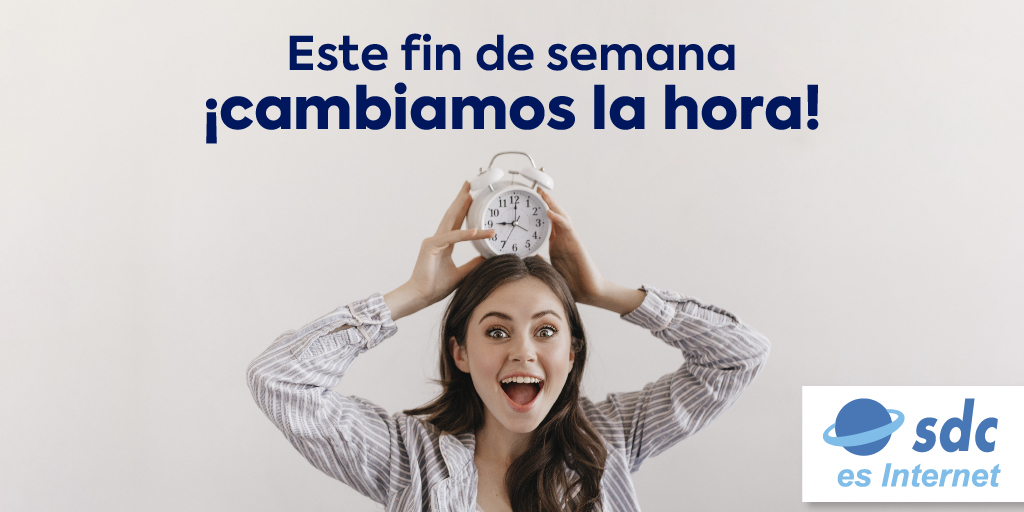 sdc_antenas's tweet photo. No lo olvides, ¡este fin de semana cambiamos la hora!
El domingo cambia la hora, a las 02:00h🕒 serán las 03:00h🕑 .
.
.
.
#SDC #operador #findesemana #domingo #cambio #hora #teleco #ordenador #fibra #tarifas #móvil #conexión #internet #horario #wifi https://t.co/2MKUWNZwKM