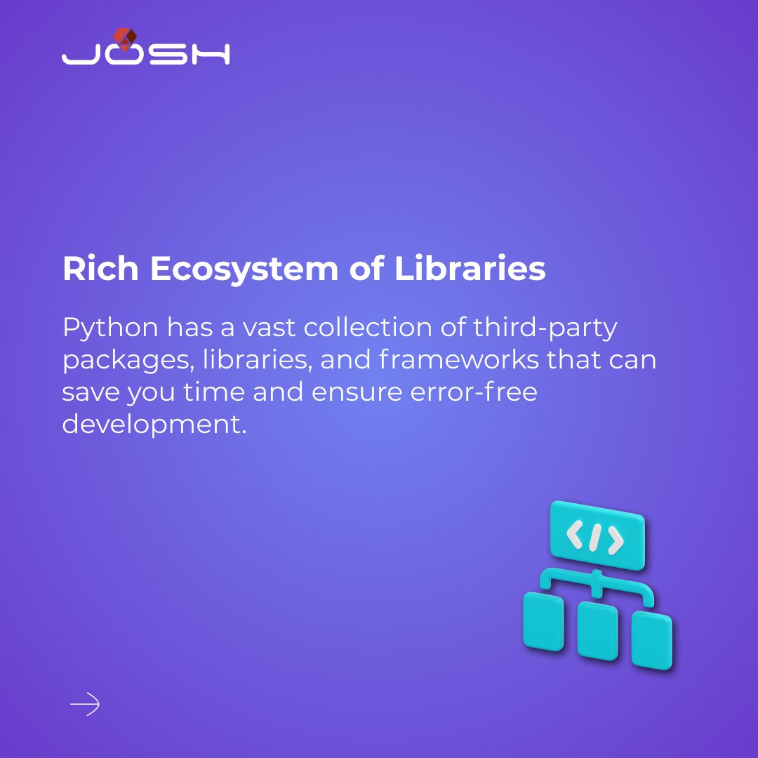 joshsoftware's tweet image. For more details, visit: lnkd.in/dfjSTER8
#PythonAdvantages #python #PythonProgramming #PythonForBusiness #pythonautomation #PythonForDataScience