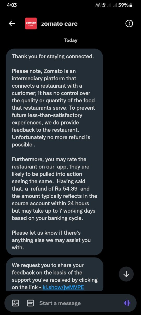Jhareesh_love's tweet photo. @zomatocare @zomato, u sent a wrong product, n this is ur response. No customer call. Nothing from the restaurant. Just automatic response.  Do u think people are stupid? My issue hadn't been resolved yet. https://t.co/N7WoTHigZH
