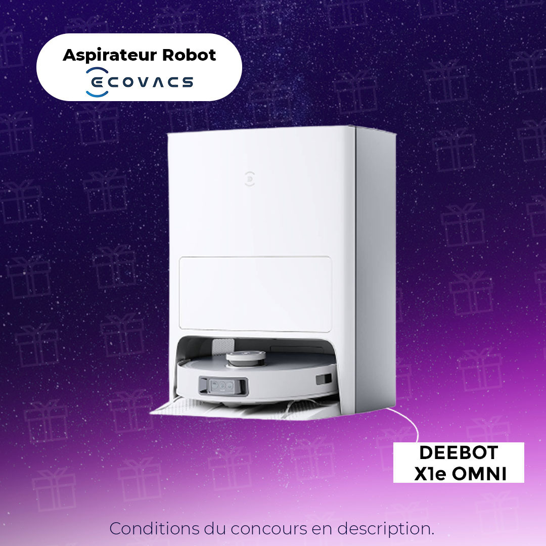 Frandroid's tweet photo. CONCOURS 🎁

Avec Ecovacs, on vous offre deux aspirateurs robots Deebot X1e OMNI 🥳

Pour jouer :
1️⃣ Tweet #FrandroidOffreMoi le Deebot X1e OMNI
2️⃣ RT + Like
3️⃣ Follow @Frandroid

TAS 3/04/23 🎉 https://t.co/sXVgkHob3c