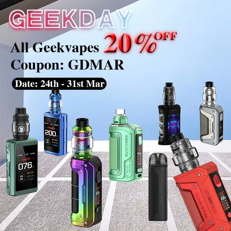 HealthCabin's tweet image. 🌈🌈
🔝🎉Healthcabin - March GEEKDAY 2023💯

🤟❗️All Geekvapes 20% OFF: GDMAR 
✅Retail Only
..
Date: 24th - 31st Mar, 2023📆
&amp;gt;
More Details:👇
healthcabin.net/blog/march-gee…
Shop:👇
healthcabin.net/geekvape/
&amp;gt;
#margeekday #marchgeekday2023 #geekvape #promotion #healthcabin #vapewholesale