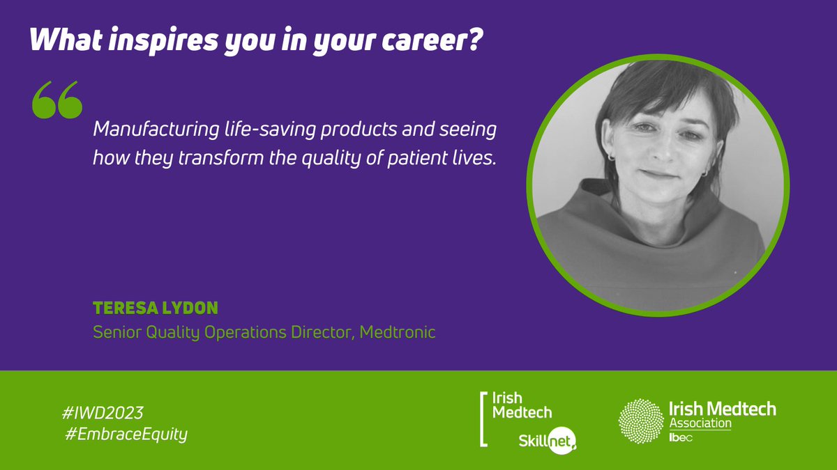.<a href="/MedtronicIrl/">Medtronic Ireland</a> Teressa Lydon shares with us what inspires her for #IWD2023 

To find out more about <a href="/Medtronic/">Medtronic</a>'s work fostering talent to thrive join us for the Irish Medtech AGM, 5 April in Galway 
ibec.ie/connect-and-le… #EmbraceEquity