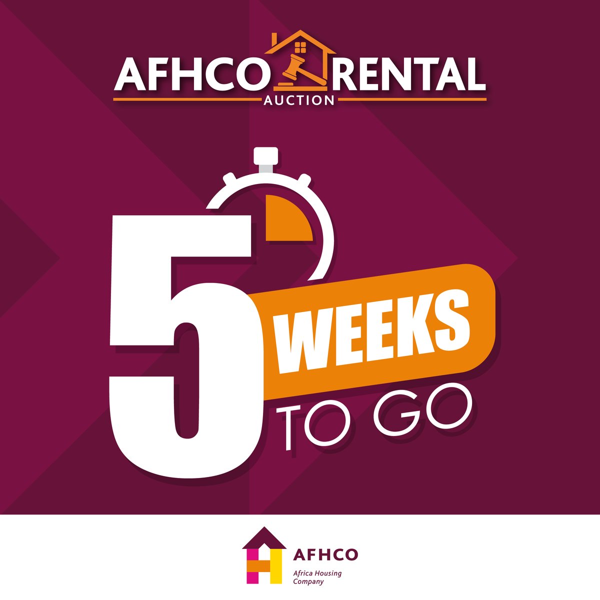 Count Down Begins! 5 weeks till the Rental Auction Begins! 

#AFHCORentalAuction #innercityrentals #cityliving #MoveUp #StaywithAFHCO #apartmentstolet #MoveUpwithAFHCO #AFHCO #propertymanagement #rent #apartments #johannesburg #gauteng #property